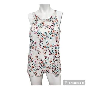 NWT Calvin Klein White Floral Tank Top Size S